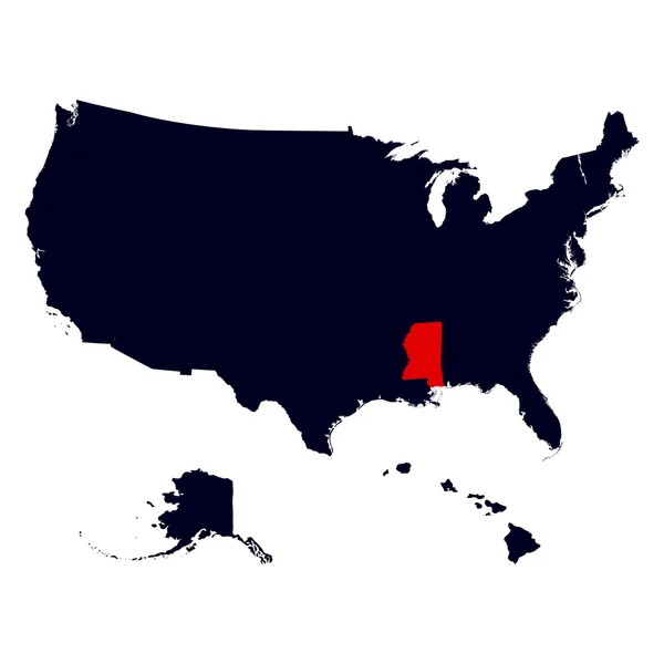 Mississippi State negli Stati Uniti mappa — Vettoriale Stock