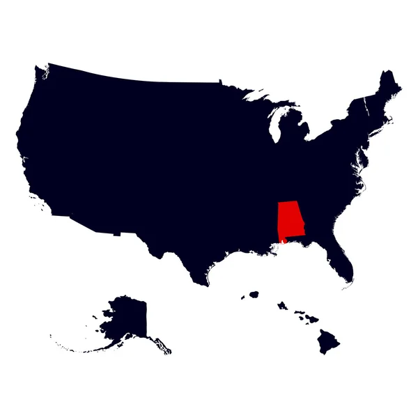 Alabama State en los Estados Unidos mapa — Vector de stock