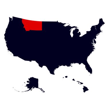 Montana State in the United States map clipart