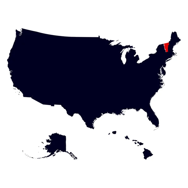 Estado de Vermont en el mapa de Estados Unidos — Vector de stock