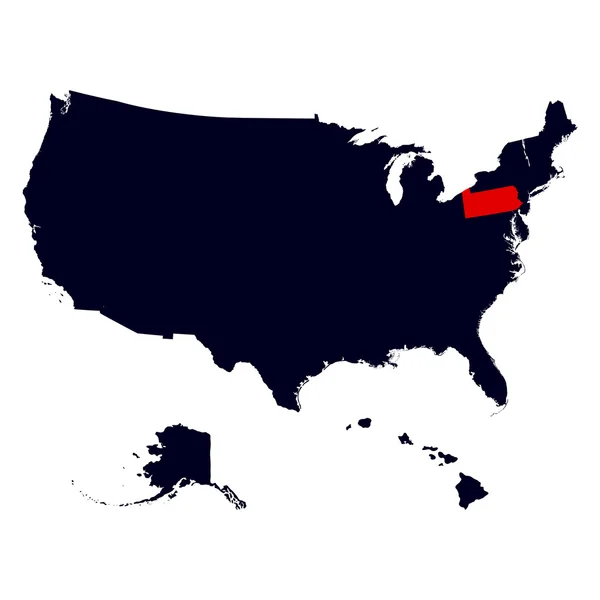 Pennsylvania State en el mapa de Estados Unidos — Vector de stock