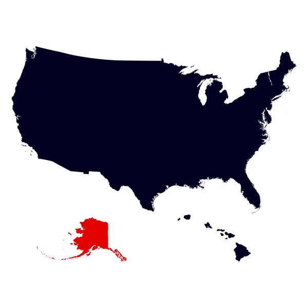 Alaska state in der Karte der Vereinigten Staaten — Stockvektor