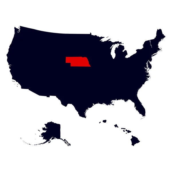 Nebraska Estado en los Estados Unidos mapa — Vector de stock