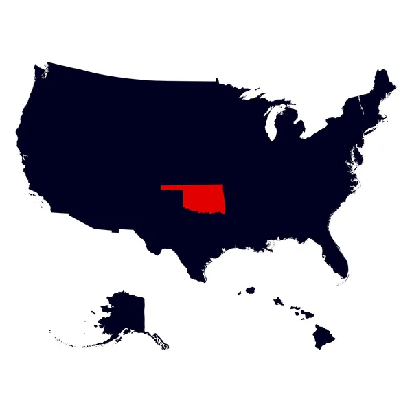 Oklahoma State na mapie Stanów Zjednoczonych — Wektor stockowy