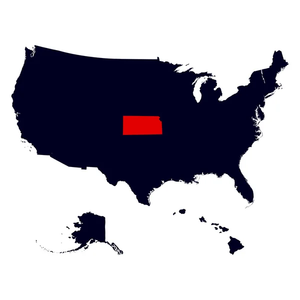 Kansas State en el mapa de Estados Unidos — Vector de stock