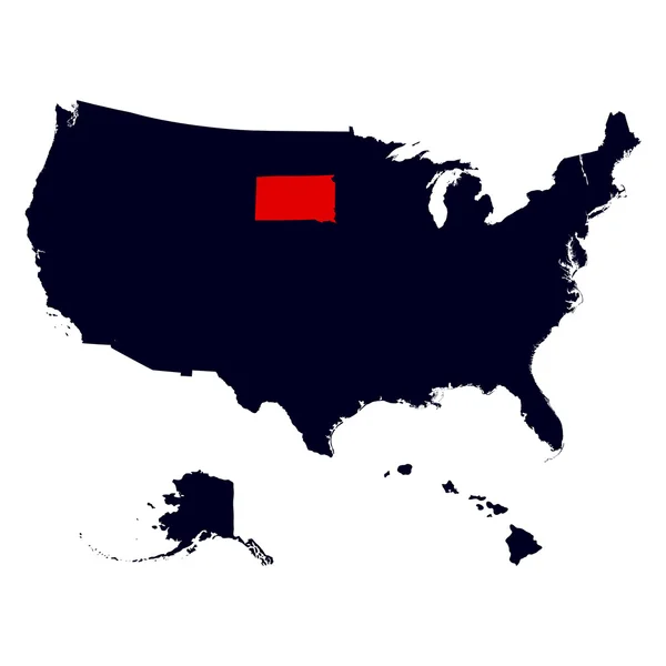 Dakota del Sur en el mapa de Estados Unidos — Archivo Imágenes Vectoriales