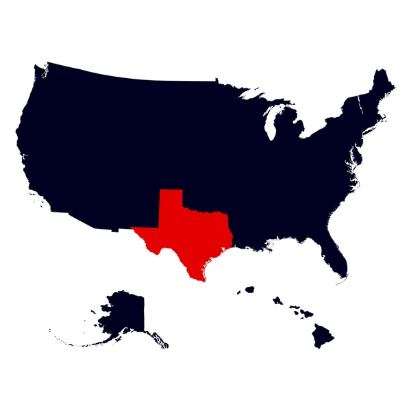 Texas State in the United States mapa — Vetor de Stock