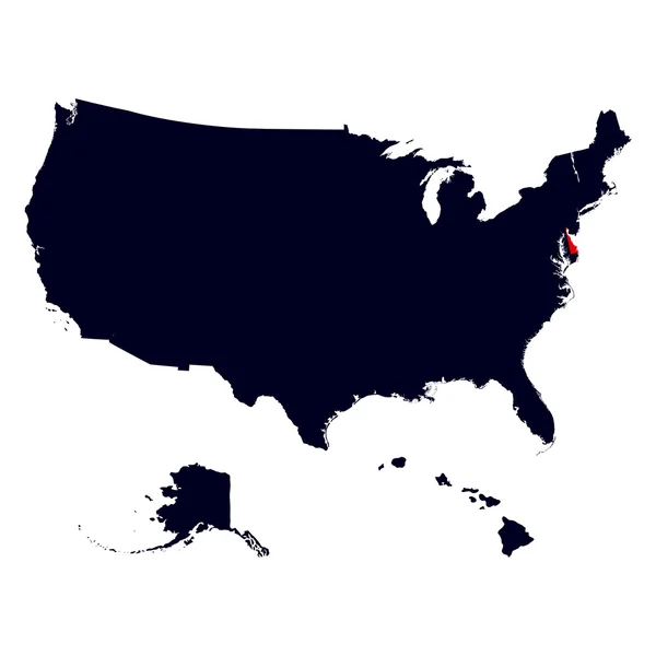 Delaware κράτος στο χάρτη Ηνωμένων Πολιτειών — Διανυσματικό Αρχείο