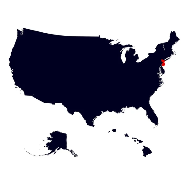 Estado de Nueva Jersey en el mapa de Estados Unidos — Vector de stock