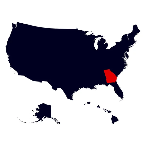 Грузія держава на карті США — стоковий вектор