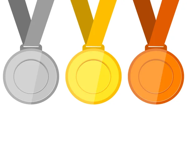Medallas de oro, plata y bronce — Vector de stock