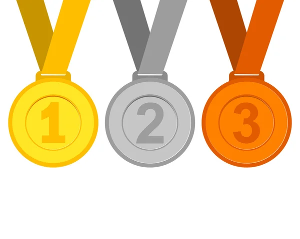 Gold, silver and bronze medals — Stock Vector