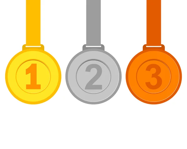 Gold, silver and bronze medals — Stock Vector