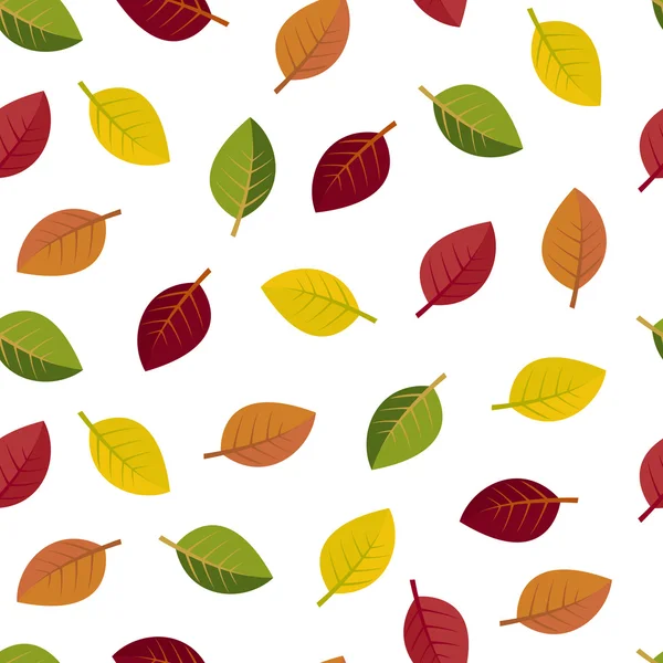 Hojas de otoño sin costuras sobre un fondo blanco — Vector de stock