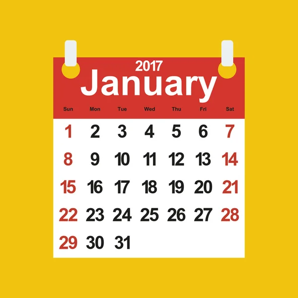 Calendario de hojas 2017 — Vector de stock