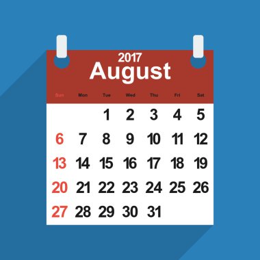 Yaprak takvim 2017 Ağustos gün ay ile