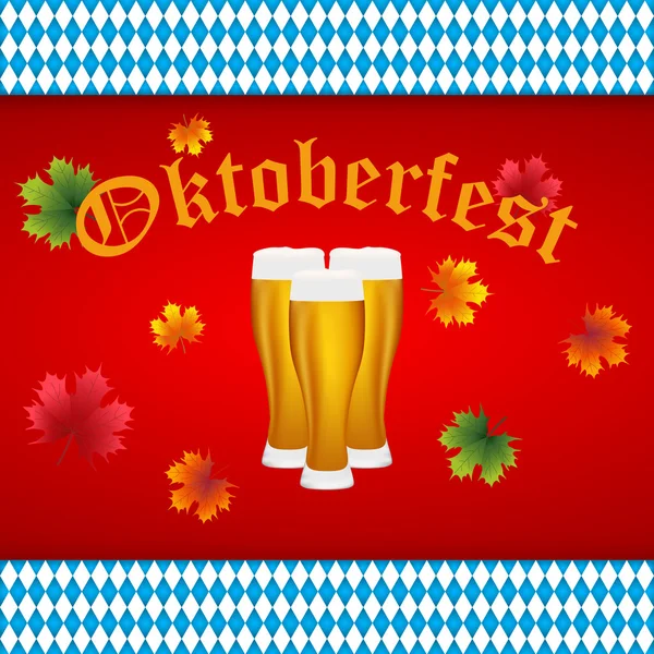 Beer at Oktoberfest Bavarian flag — Stock Vector