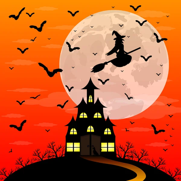 Patty di Halloween. Strega e pipistrelli — Vettoriale Stock