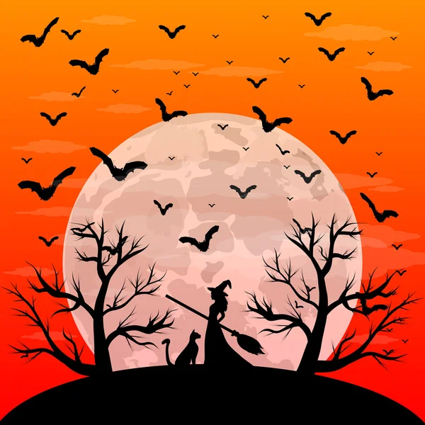 Vykort inbjudan till Halloween-festen — Stock vektor