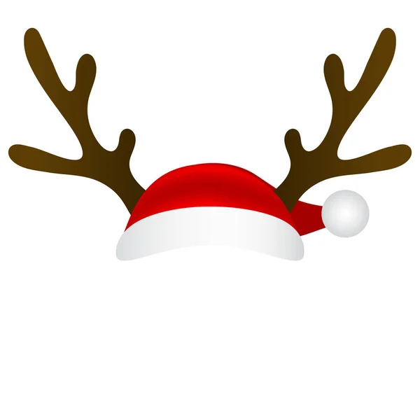 Reindeer antlers and santa claus cap mask template on white background. Vector illustration for design — Stock Vector