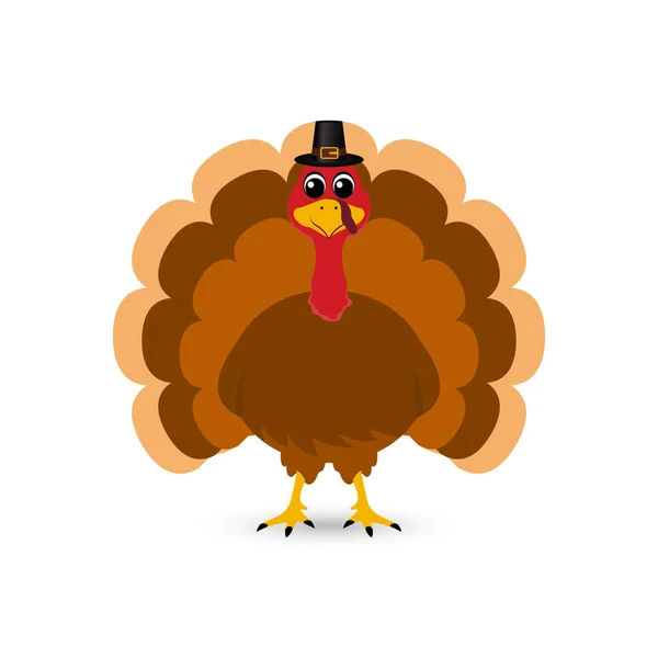 Thanksgiving Cartoon Truthahn steht auf weißem Hintergrund. Vektorillustration für den Urlaub — Stockvektor