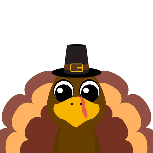 Thanksgiving cartoon turkey stands on a white background. Vector illustration for the holiday — Stock Vector