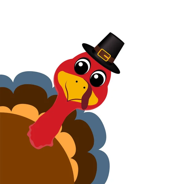 Thanksgiving Cartoon Truthahn steht auf weißem Hintergrund. Vektorillustration für den Urlaub — Stockvektor