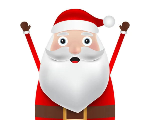 Navidad Santa Claus de cerca sobre un fondo blanco. Ilustración vectorial para un diseño festivo — Vector de stock