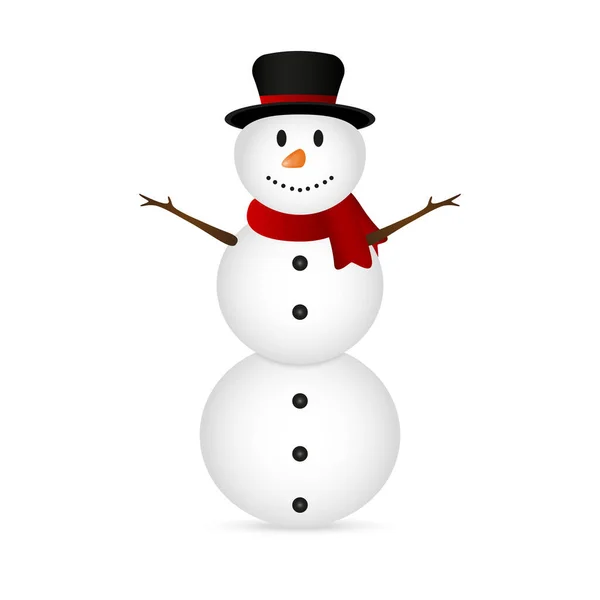 Bonhomme de neige de Noël sur fond blanc . — Image vectorielle