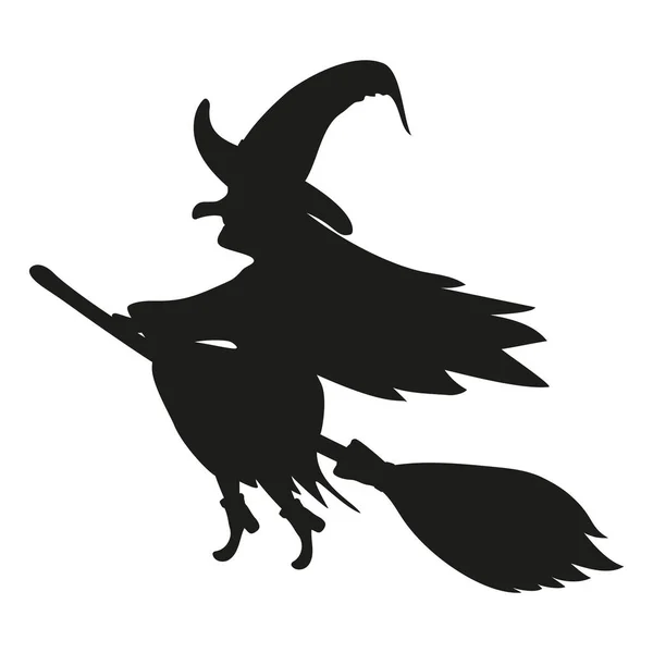 Silhouette of a witch flying on a broomstick. — Stock Vector