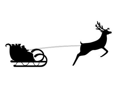 Noel Baba bir kızakta emniyet kemeri üzerinde Ren geyiği rides
