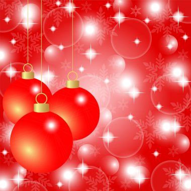 Kırmızı arka Noel plan Noel topları ile