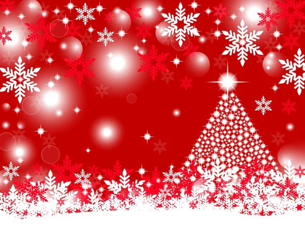 Arrière-plan de Noël rouge avec arbre de Noël brillant — Image vectorielle