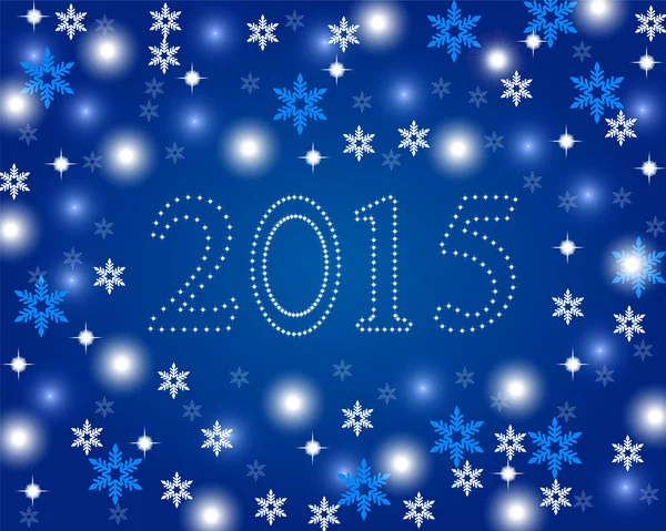 New Year 2015 on a blue background with snowflakes — Stock Vector