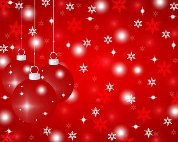 Röd jul bakgrund med julgranskulor — Stock vektor