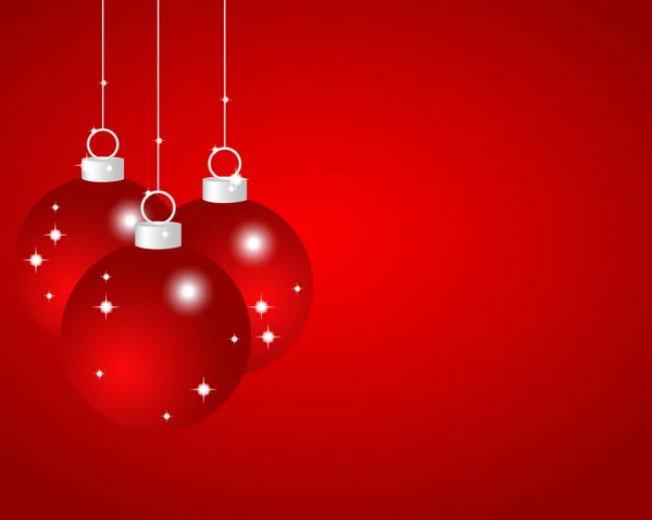 赤い背景に赤いクリスマスボール — ストックベクタ