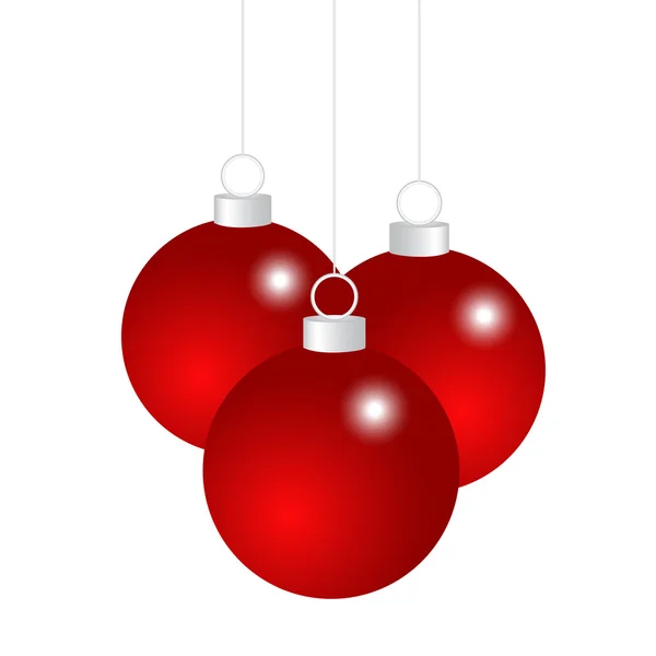 Rode kerstballen op een witte achtergrond — Stockvector