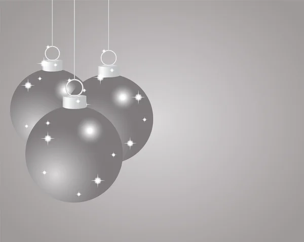 Boules de Noël en argent sur fond argenté — Image vectorielle