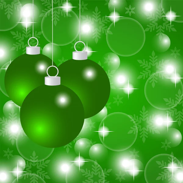 Fond vert de Noël avec des boules de Noël — Image vectorielle