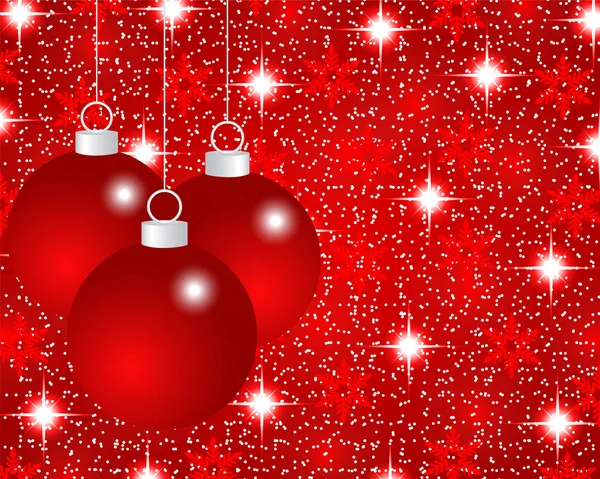 Fondo rojo de Navidad con bolas de Navidad — Vector de stock