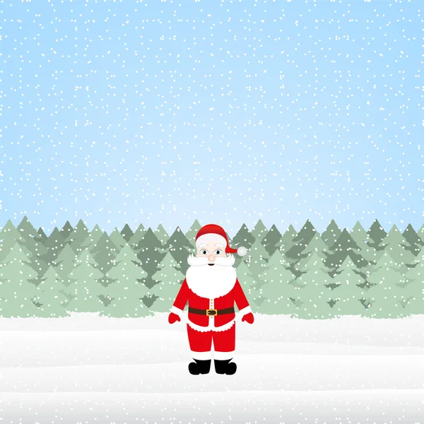 Babbo Natale in una foresta di Natale — Vettoriale Stock