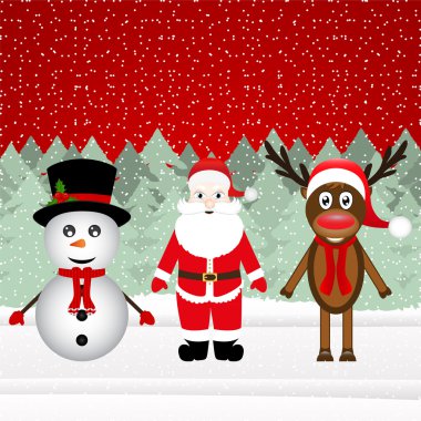 Noel Baba, bir Ren geyiği ve bir kardan adam