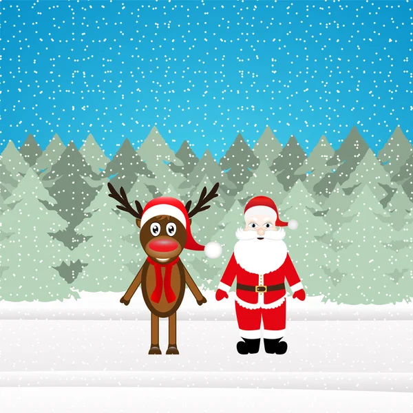 Рождественский олень и Санта-Клаус — стоковый вектор