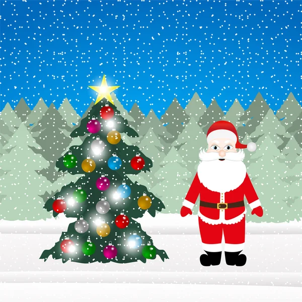 Santa Claus a vánoční stromeček dekorace — Stockový vektor