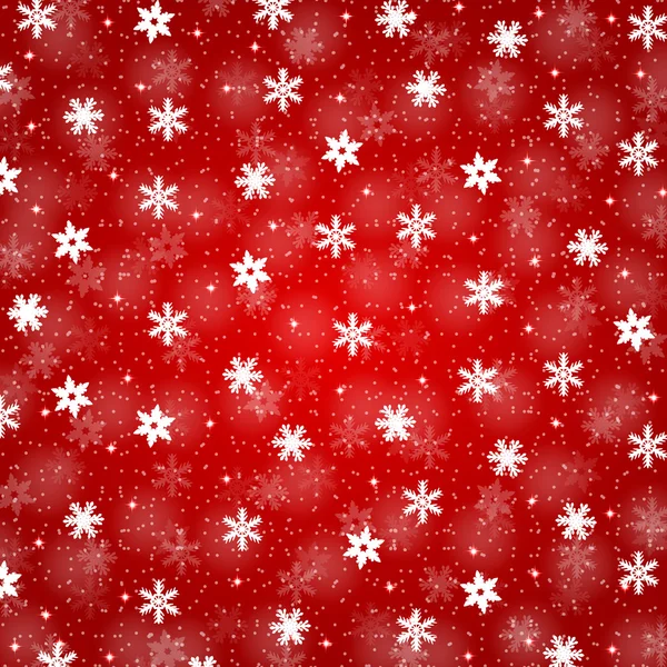 Latar belakang Natal merah dengan kepingan salju - Stok Vektor