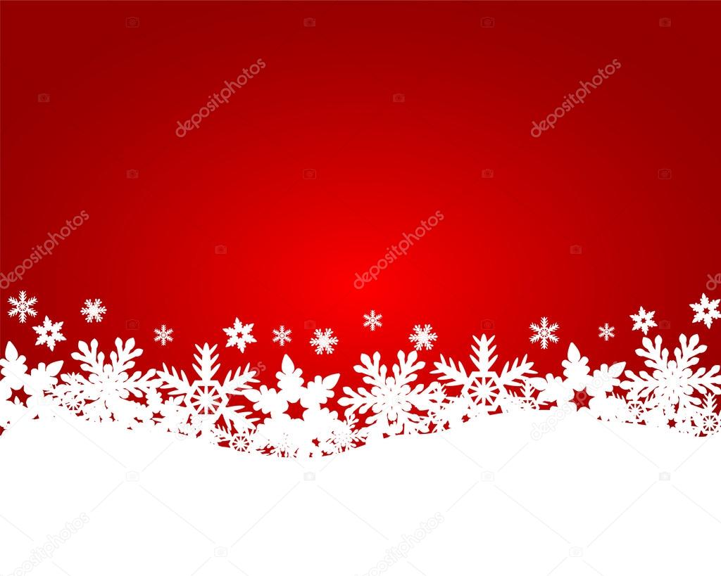 Red christmas background with snowflakes