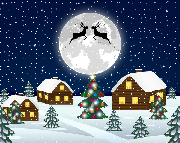 Paysage dans la nuit de Noël — Image vectorielle