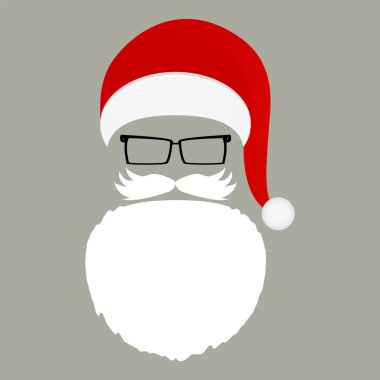 Noel Baba şapkası, bıyık, sakal ve gözlük