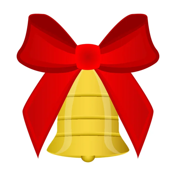 Christmas bell met rode strik — Stockvector