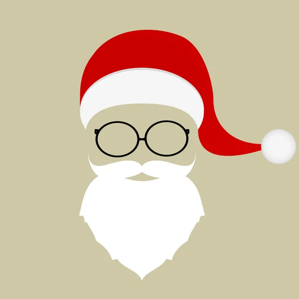 Sombrero, bigote, barba y gafas de Santa — Vector de stock